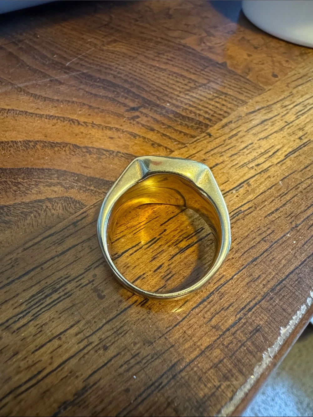 Men's Gold and Black Lion Emblem Signet Ring